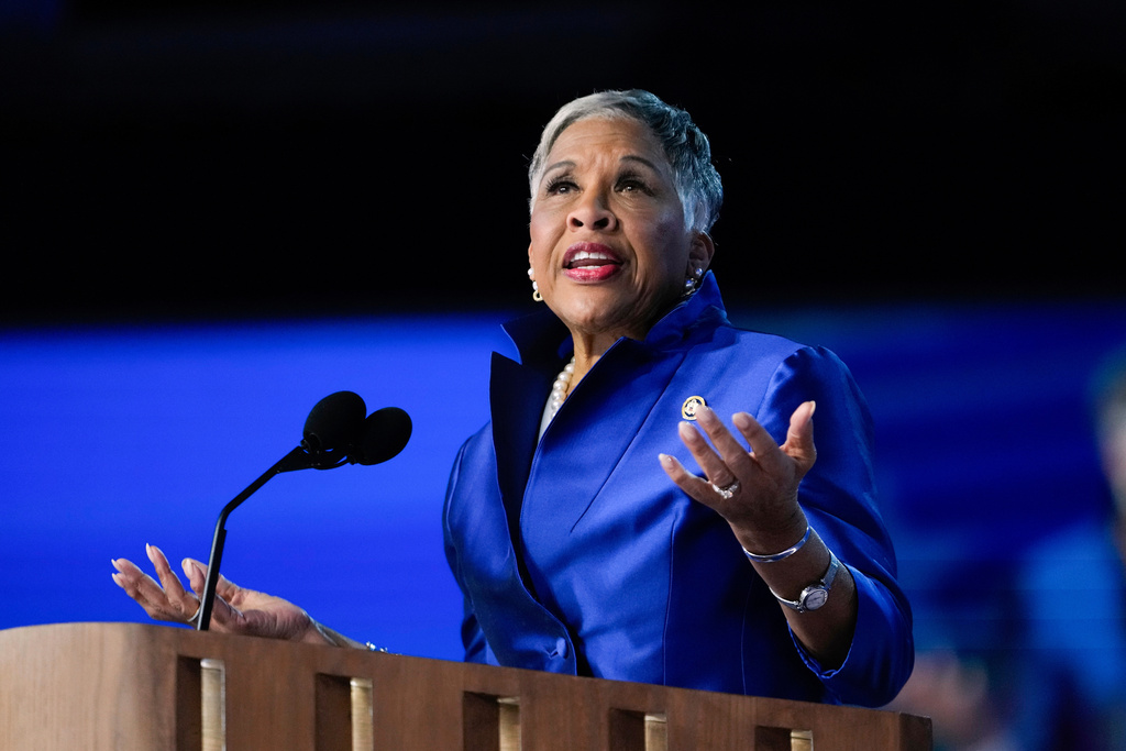 FILE - Rep. Joyce Beatty, D-Ohio, speaks at the 2024 Democratic National Convention, Aug. 19, 2024, in Chicago. (AP Photo/Paul Sancya, File)