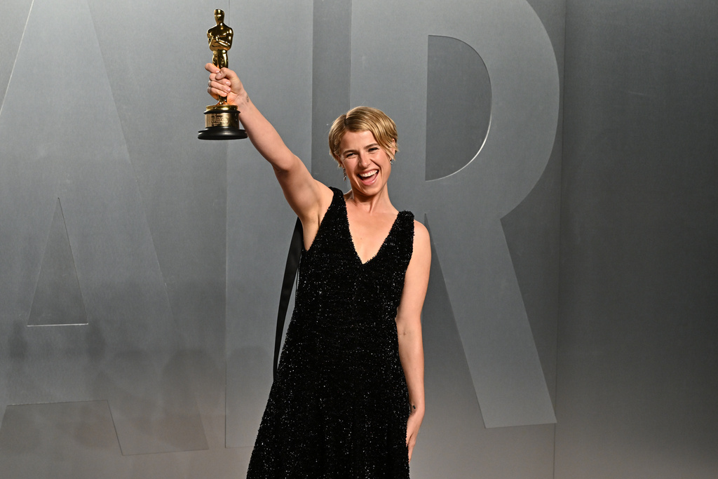 Jessie Buckley arrives at the Vanity Fair Oscar Party on Sunday, March 15, 2026, at the Los Angeles County Museum of Art in Los Angeles. (Photo by Evan Agostini/Invision/AP)