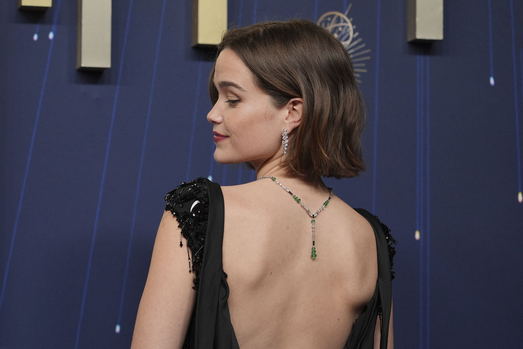 Sarah Catherine Hook arrives at the 77th Primetime Emmy Awards on Sunday, Sept. 14, 2025, at the Peacock Theater in Los Angeles. (AP Photo/Jae C. Hong)
