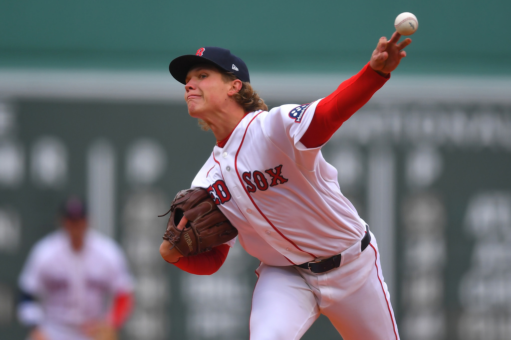 Boston Red Sox's Connelly Early delivers a pitch to a San Diego Padres batter in the first inning of a baseball game, Saturday, April 4, 2026, in Boston. (AP Photo/Steven Senne)