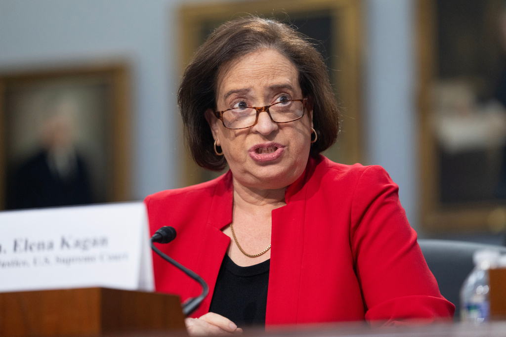 Supreme Court Justice Elena Kagan testifies during a House Appropriations subcommittee hearing, Tuesday, July 14, 2026, on Capitol Hill in Washington. (AP Photo/Nathan Howard)