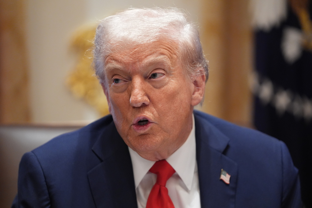President Donald Trump speaks during a cabinet meeting at the White House, Thursday, Oct. 9, 2025, in Washington. (AP Photo/Evan Vucci)