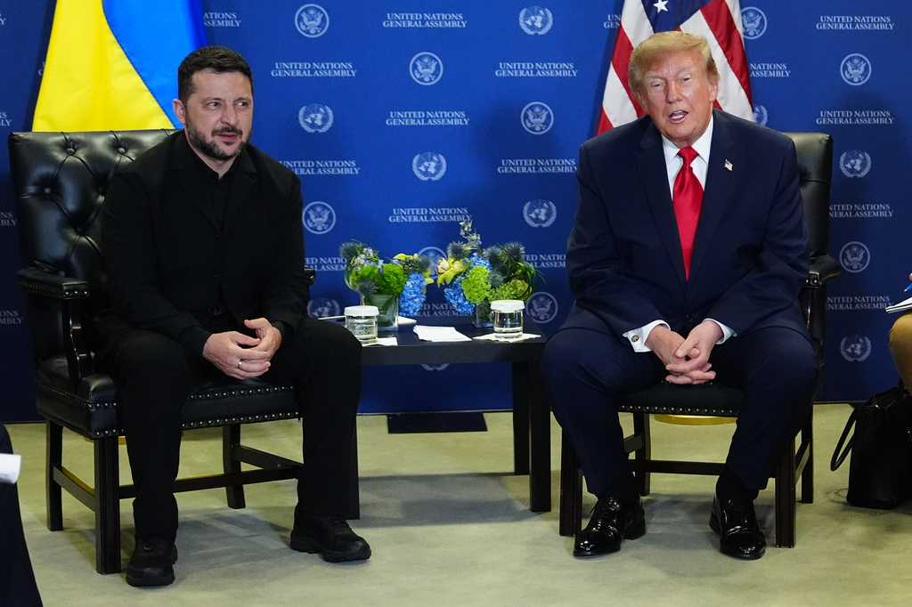 FILE - President Donald Trump meets with Ukraine's President Volodymyr Zelenskyy during the United Nations General Assembly, Sept. 22, 2026, at the UN headquarters. (AP Photo/Julia Demaree Nikhinson, File)