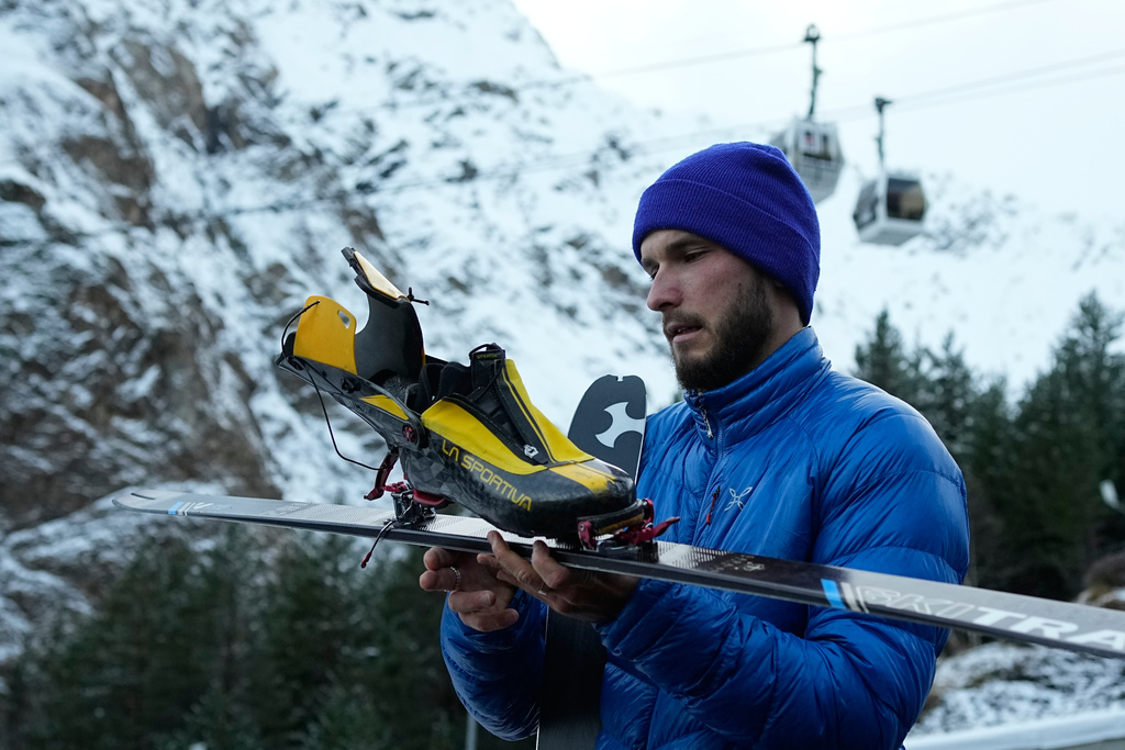 Russian ski mountaineer Nikita Filippov poses during an interview with The Associated Press at Mount Elbrus foothills in Terskol village, the Kabardino-Balkariian Republic, Russia, Wednesday, Oct. 29, 2025. (AP Photo/Pavel Bednyakov)