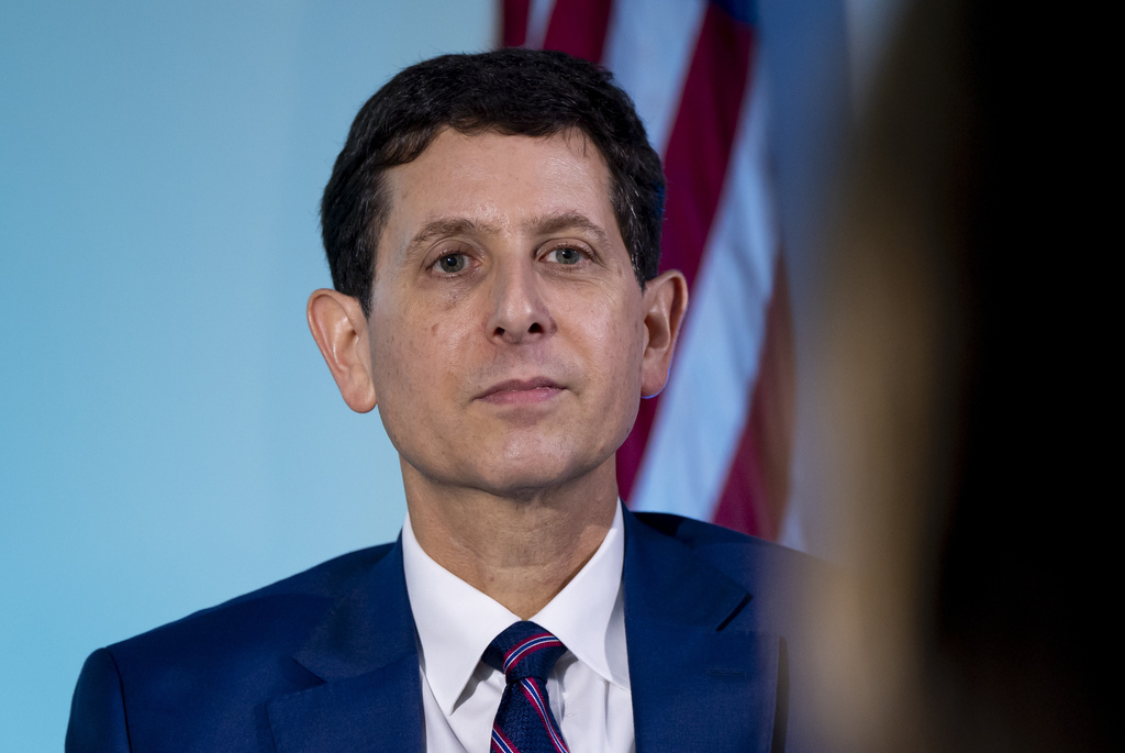 Phillip Swagel, director of the Congressional Budget Office, pauses while speaking during an interview with the Associated Press, Wednesday, Sept. 17, 2025, in Washington. (AP Photo/Alex Brandon)