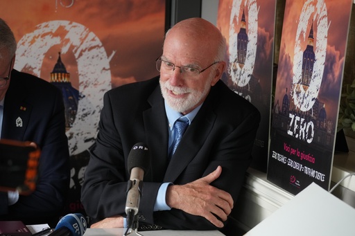 Timothy Law, from the global organization of abuse victims and activists, Ending Clergy Abuse, joins a press conference after a meeting with Pope Leo XIV at the Vatican, in Rome, Monday, Oct. 20, 2025. (AP Photo/Andrew Medichini) Timothy Law, from the global organization of abuse victims and activists, Ending Clergy Abuse, joins a press conference after a meeting with Pope Leo XIV at the Vatican, in Rome, Monday, Oct. 20, 2025. (AP Photo/Andrew Medichini)