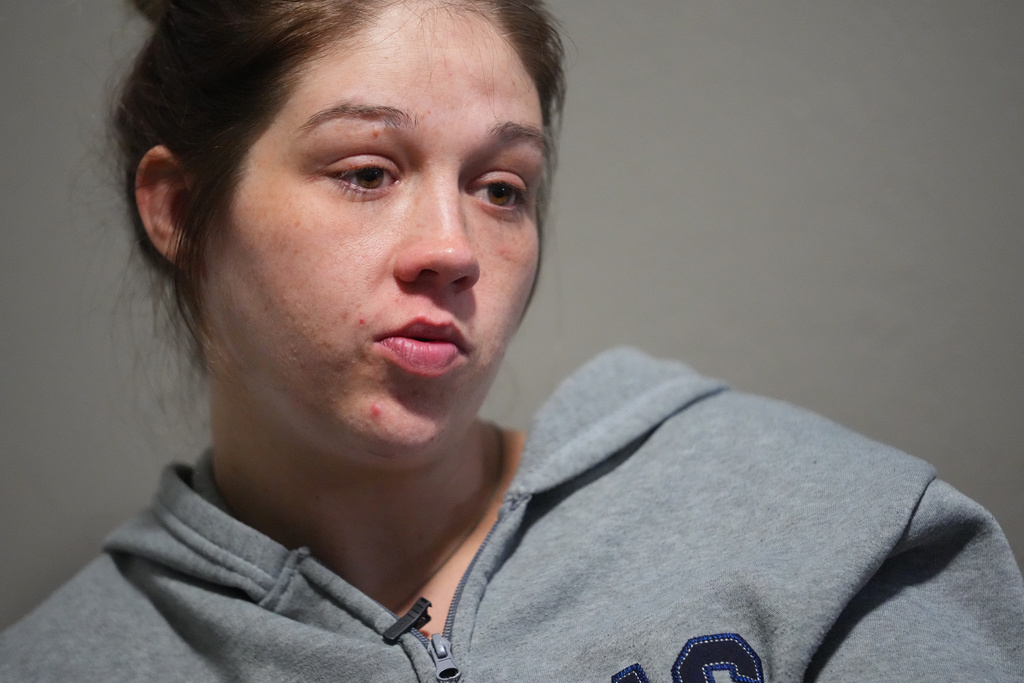 Cheyenne Hangaman speaks to The Associated Press about the death of her three sons who drowned in a frozen pond Tuesday, Jan. 27, 2026, in Bonham, Texas. (AP Photo/Julio Cortez)