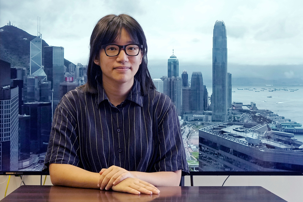 FILE - Chow Hang-tung, vice chairperson of the Hong Kong Alliance in Support of the Democratic Patriotic Movements of China, poses after an interview in Hong Kong on May 24, 2021. (AP Photo/Vincent Yu, File)