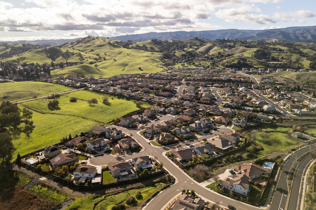 FILE - An aerial view of homes in the northern subdivisions is seen in Vacaville, Calif., Dec. 27, 2025. (Stephen Lam/San Francisco Chronicle via AP, File)