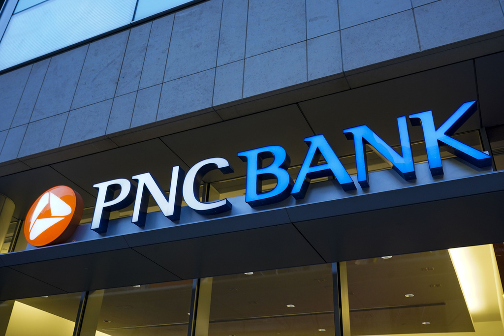 FILE - This is the sign on a PNC Bank in downtown Pittsburgh on Wednesday, Jan. 12, 2022. (AP Photo/Gene J. Puskar, file)