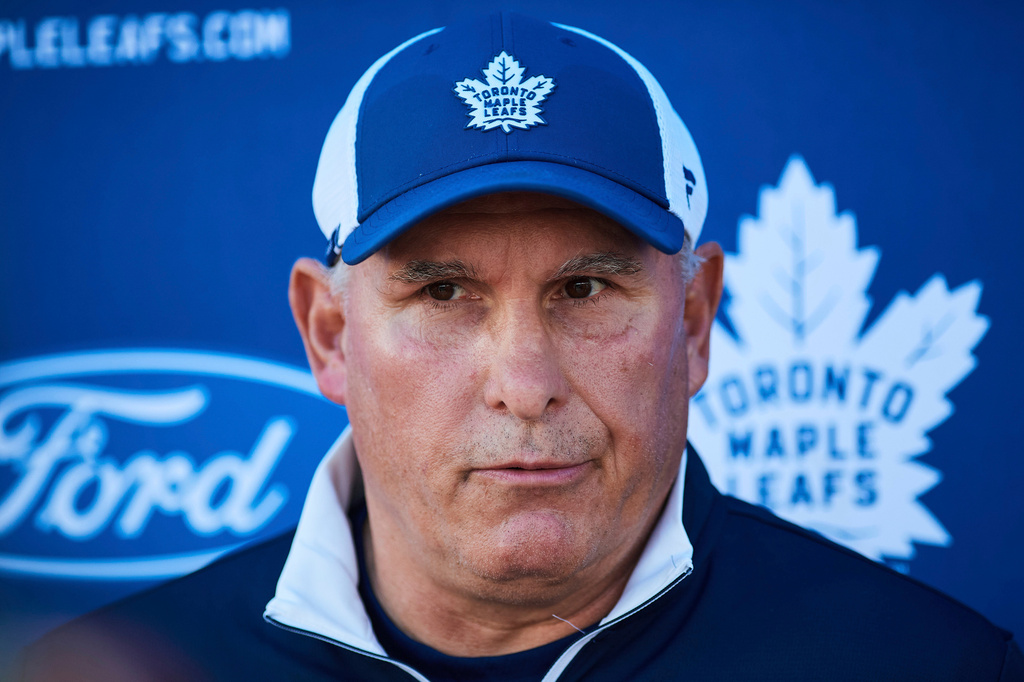 FILE - Toronto Maple Leafs head coach Craig Berube speaks to media during NHL hockey training camp in Toronto, Sept. 18, 2025. (Sammy Kogan/The Canadian Press via AP, File)