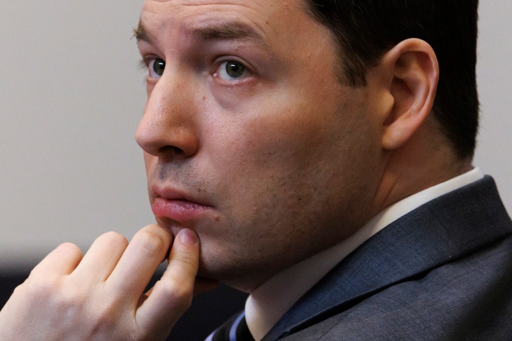 Brendan Banfield looks on during his double murder trial in Fairfax County Circuit Court, Wednesday, Jan. 14, 2026, in Fairfax, Va. (AP Photo/Tom Brenner, Pool)