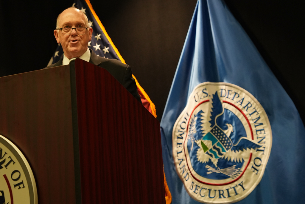 White House border czar Tom Homan holds a news conference at the Bishop Whipple Federal building on Wednesday, Feb. 4, 2026 in Minneapolis. (AP Photo/Ryan Murphy)