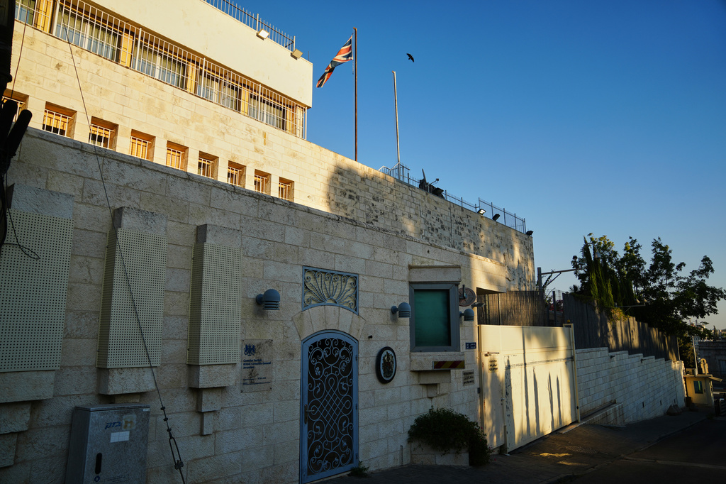 A view of the the British Consulate in east Jerusalem after Israeli Foreign Minister Gideon Sa'ar announced that Israel would close the facility in response to U.K sanctions on Israeli settlements in the West Bank, Tuesday, Sept. 8, 2026. (AP Photo/Mahmoud Illean)