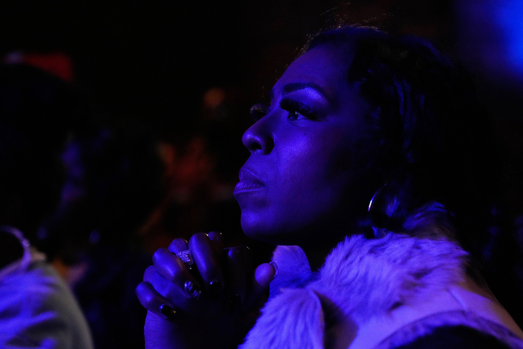 An attendee reacts during an election night watch party for Detroit mayoral candidate Solomon Kinloch on Tuesday, Nov. 4, 2025, in Detroit. (AP Photo/Ryan Sun)