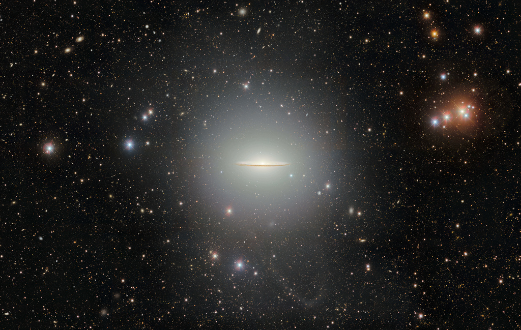 This image provided by the U.S. National Science Foundation’s NOIRLab on Friday, April 24, 2026, shows Messier 104, a spiral galaxy nicknamed the Sombrero galaxy. (NSF NOIRLab via AP)
