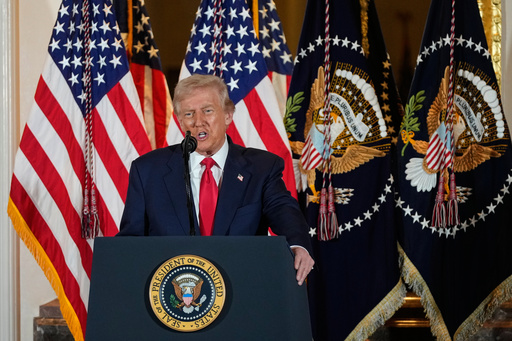 President Donald Trump speaks to business leaders at a dinner event in Tokyo, Japan, Tuesday, Oct. 28, 2025. (AP Photo/Mark Schiefelbein) President Donald Trump speaks to business leaders at a dinner event in Tokyo, Japan, Tuesday, Oct. 28, 2025. (AP Photo/Mark Schiefelbein)