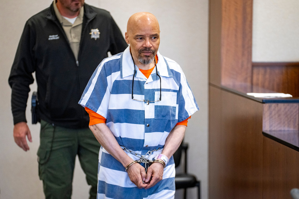 Former death row inmate Douglas Stewart Carter appears in 4th District Court in Provo, Utah, for a bond hearing on Monday, Sept. 28, 2026. (Rick Egan/The Salt Lake Tribune via AP, Pool)
