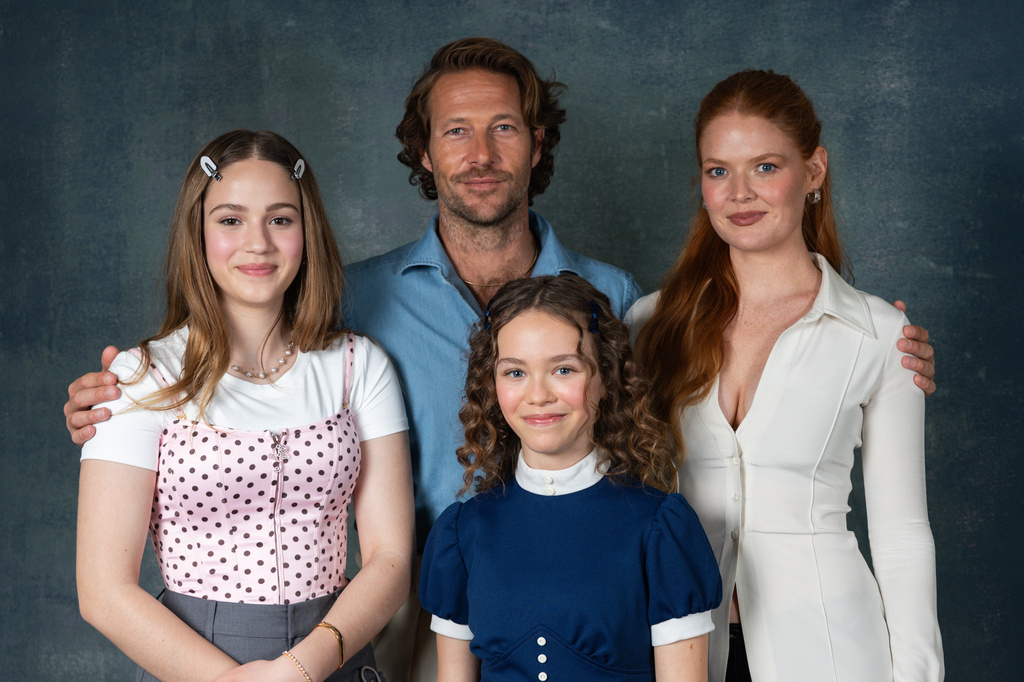Skywalker Hughes, from left, Luke Bracey, Alice Halsey, and Crosby Fitzgerald pose for a portrait to promote "Little House on the Prairie" on Friday, May 15, 2026, in Los Angeles. (Photo by Andrew Park/Invision/AP)
