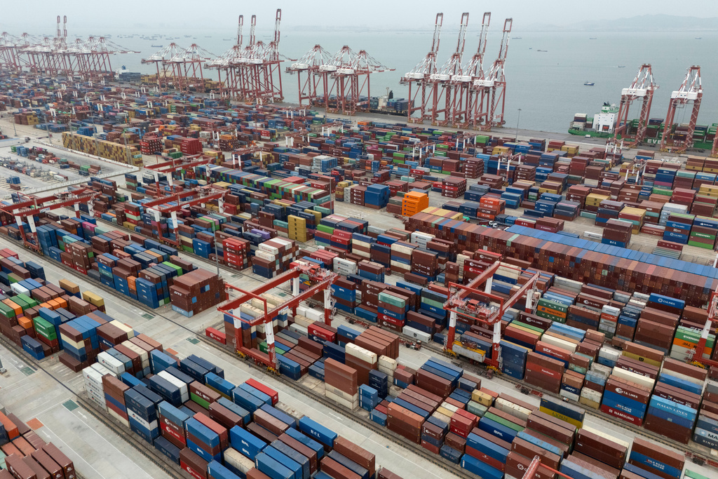 FILE - Shipping containers are seen ready for transport at the Guangzhou Port in the Nansha district in southern China's Guangdong province, April 17, 2025. (AP Photo/Ng Han Guan, File)