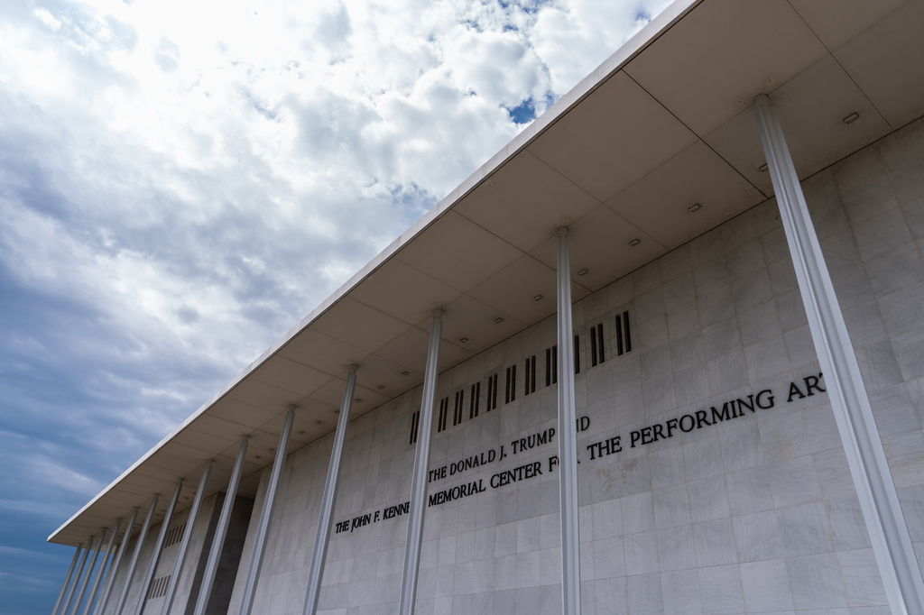 FILE - The John F. Kennedy Center for the Performing Arts is seen following a media tour intended to show building damage, April 22, 2026, in Washington. (AP Photo/Julia Demaree Nikhinson, File)