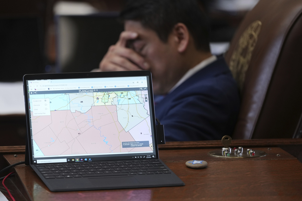 Texas state Rep. Gene Wu, D-Houson, sits through debate over a redrawn U.S. congressional map in Texas during a special session, Wednesday, Aug. 20, 2025, in Austin, Texas. (AP Photo/Eric Gay)