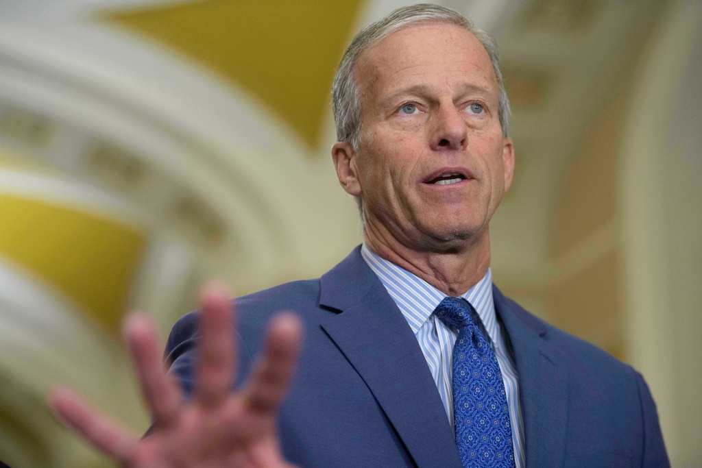 Senate Majority Leader John Thune, R-S.D., speaks during a news conference at the Capitol, Tuesday, Jan. 13, 2026, in Washington. (AP Photo/Rod Lamkey, Jr.)