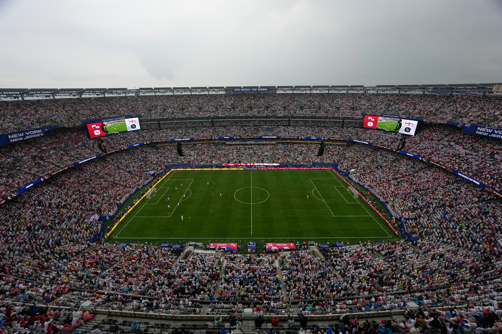 A general view of the stadium during the World Cup Group L soccer match between Panama and England in East Rutherford, N.J., near New York, Saturday, June 27, 2026. (AP Photo/Stephen K.H. Moyes)