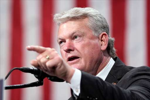 FILE - Rep. Mike Collins, R-Ga., speaks at the Cobb Energy Performing Arts Centre, Oct. 15, 2024, in Atlanta. (AP Photo/Alex Brandon, File) FILE - Rep. Mike Collins, R-Ga., speaks at the Cobb Energy Performing Arts Centre, Oct. 15, 2024, in Atlanta. (AP Photo/Alex Brandon, File)