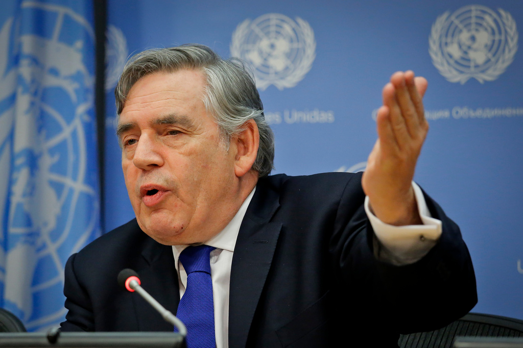 FILE - Gordon Brown, United Nations Special Envoy for Global Education and former Prime Minister of the United Kingdom, holds a news conference at U.N. headquarters, Sept. 16, 2016. (AP Photo/Bebeto Matthews, File)