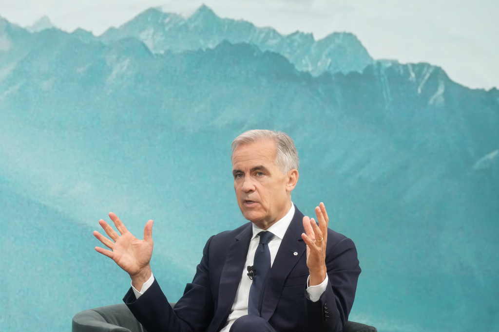 Prime Minister Mark Carney speaks during a fireside chat with the Chief Executive Officer of PSP Investments, Deborah Orida, in Toronto, on Tuesday, Sept. 15, 2026. (Nathan Denette /The Canadian Press via AP)