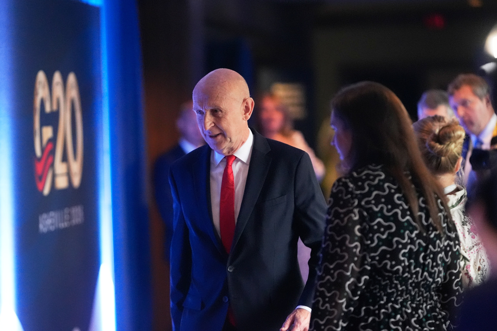 Britain's Chancellor of the Exchequer John Healey arrives for the G20 Finance Ministerial in Asheville, N.C., Monday, Aug. 31, 2026. (AP Photo/Gerald Herbert)
