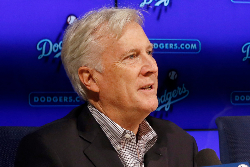 FILE - Los Angeles Dodgers owner and chairman Mark Walter speaks during a baseball news conference in Los Angeles on Sept. 21, 2018. (AP Photo/Alex Gallardo, File)