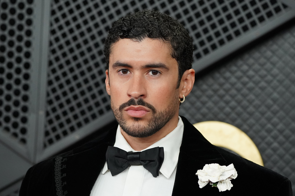 Bad Bunny arrives at the 68th annual Grammy Awards on Sunday, Feb. 1, 2026, in Los Angeles. (Photo by Jordan Strauss/Invision/AP)