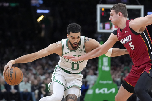 Jayson Tatum triple-double, 3s lead Celtics past Butler-less Heat 114-94 in playoff opener - Vimarsana News