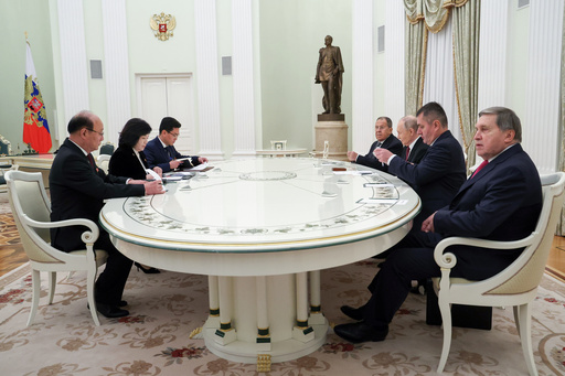 North Korean Foreign Minister Choe Son Hui, second left, attends talks with Russian President Vladimir Putin, third right, Russian Foreign Minister Sergey Lavrov, fourth right, and Yuri Ushakov, Russian Presidential foreign policy adviser, right, during their meeting at the Kremlin in Moscow, Russia, Monday, Oct. 27, 2025. (Vyacheslav Prokofyev, Sputnik, Kremlin Pool Photo via AP) North Korean Foreign Minister Choe Son Hui, second left, attends talks with Russian President Vladimir Putin, third right, Russian Foreign Minister Sergey Lavrov, fourth right, and Yuri Ushakov, Russian Presidential foreign policy adviser, right, during their meeting at the Kremlin in Moscow, Russia, Monday, Oct. 27, 2025. (Vyacheslav Prokofyev, Sputnik, Kremlin Pool Photo via AP)