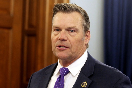 FILE - Kansas Attorney General Kris Kobach speaks during a news conference, Thursday, March 28, 2024, at the Statehouse in Topeka, Kan. The Kansas Supreme Court's majority has held that there is no state constitutional right to vote in the state. (AP Photo/John Hanna, File)