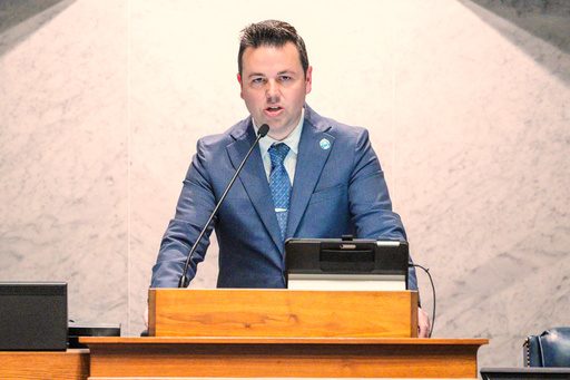 FILE - Lieutenant Gov. Micah Beckwith presides over the senate chamber at the Statehouse in Indianapolis, April 23, 2025. (AP Photo/AJ Mast, File) FILE - Lieutenant Gov. Micah Beckwith presides over the senate chamber at the Statehouse in Indianapolis, April 23, 2025. (AP Photo/AJ Mast, File)