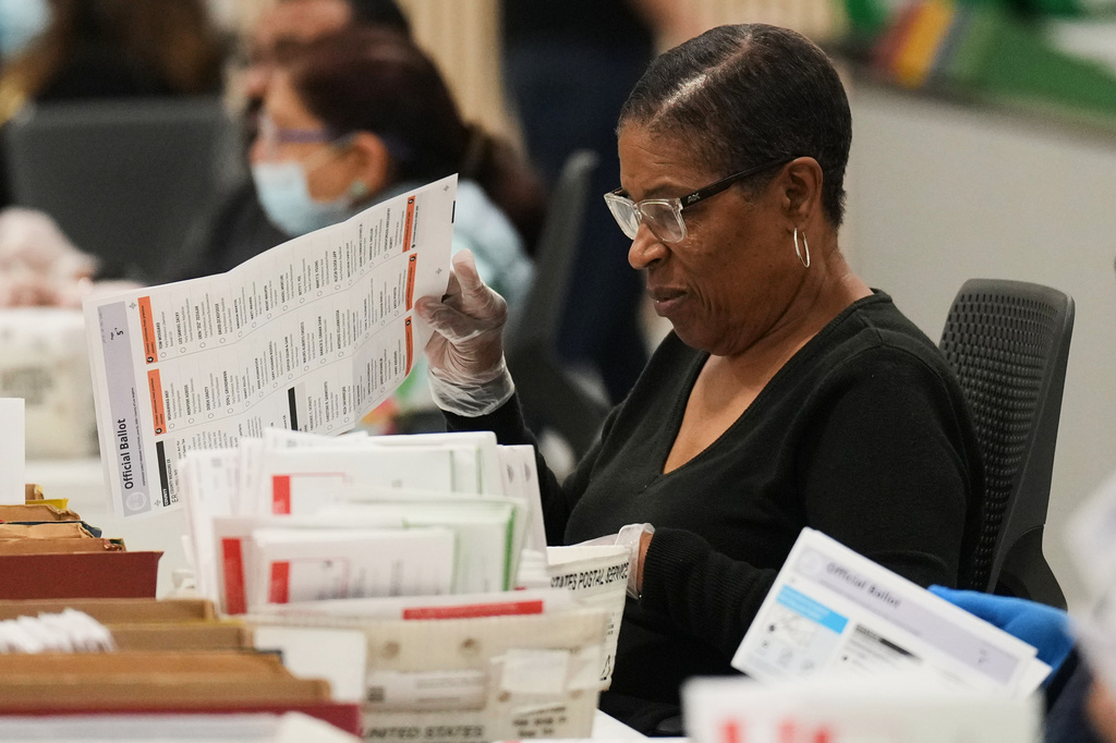Ballots are inspected the day after California's primary election at the LA County Ballot Processing Center Wednesday, June 3, 2026, in City of Industry, Calif. (AP Photo/Jae C. Hong)