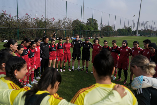 Members of Afghan Women United soccer team gather for a team talk during a training session ahead of their first international tournament since fleeing their country, in Casablanca, Morocco, Saturday, Oct. 25, 2025. (AP Photo/Mosa'ab Elshamy) Members of Afghan Women United soccer team gather for a team talk during a training session ahead of their first international tournament since fleeing their country, in Casablanca, Morocco, Saturday, Oct. 25, 2025. (AP Photo/Mosa'ab Elshamy)