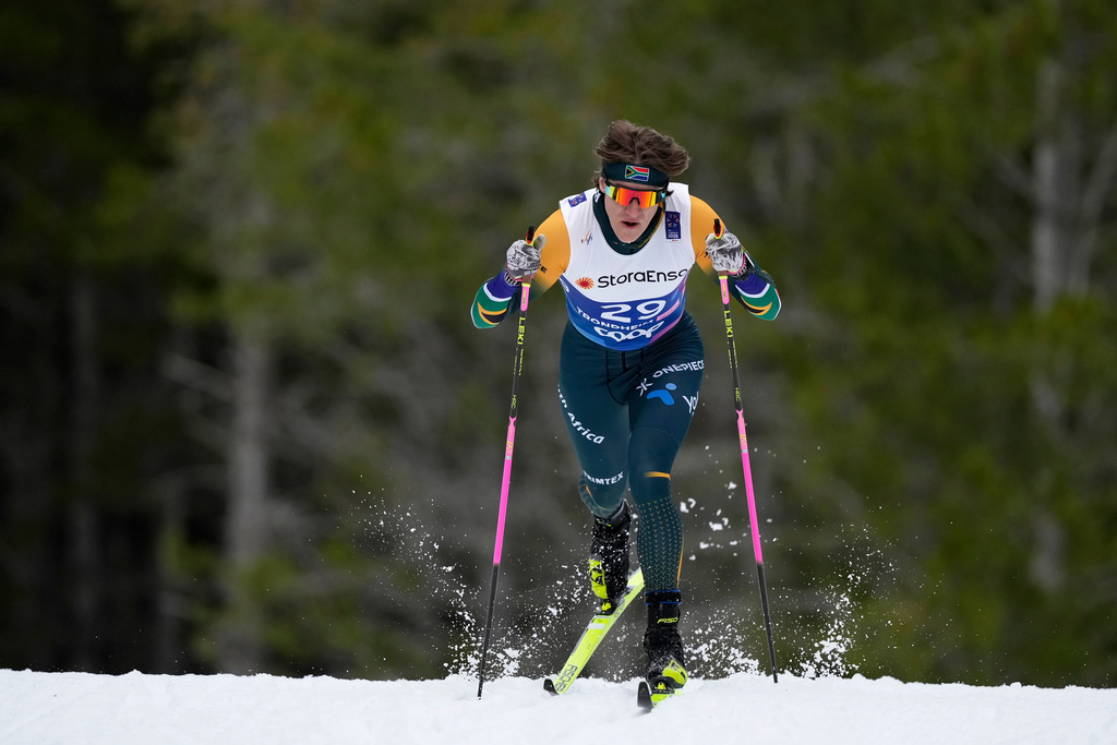 FILE - Matthew Smith, of South Africa, competes in the cross-country men's 7.5 km Interval Start Classic qualification race at the Nordic World Ski Championships in Trondheim, Norway, Wednesday, Feb. 26, 2025. (AP Photo/Matthias Schrader, File)