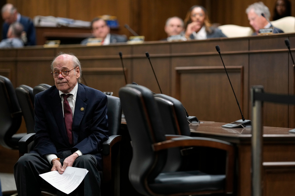 Rep. Steve Cohen, D-Tenn., of Memphis, sits at before a Senate Judiciary committee after testifying during a special session of the state legislature to redraw U.S. Congressional voting maps Wednesday, May 6, 2026, in Nashville, Tenn. (AP Photo/George Walker IV)