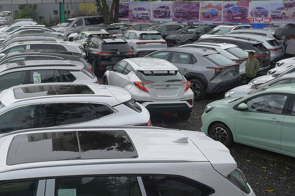 FILE - A batch of electrical vehicles for sale parked at a car yard in Addis Ababa, Ethiopia on Oct. 3, 2024. (AP Photo, File)