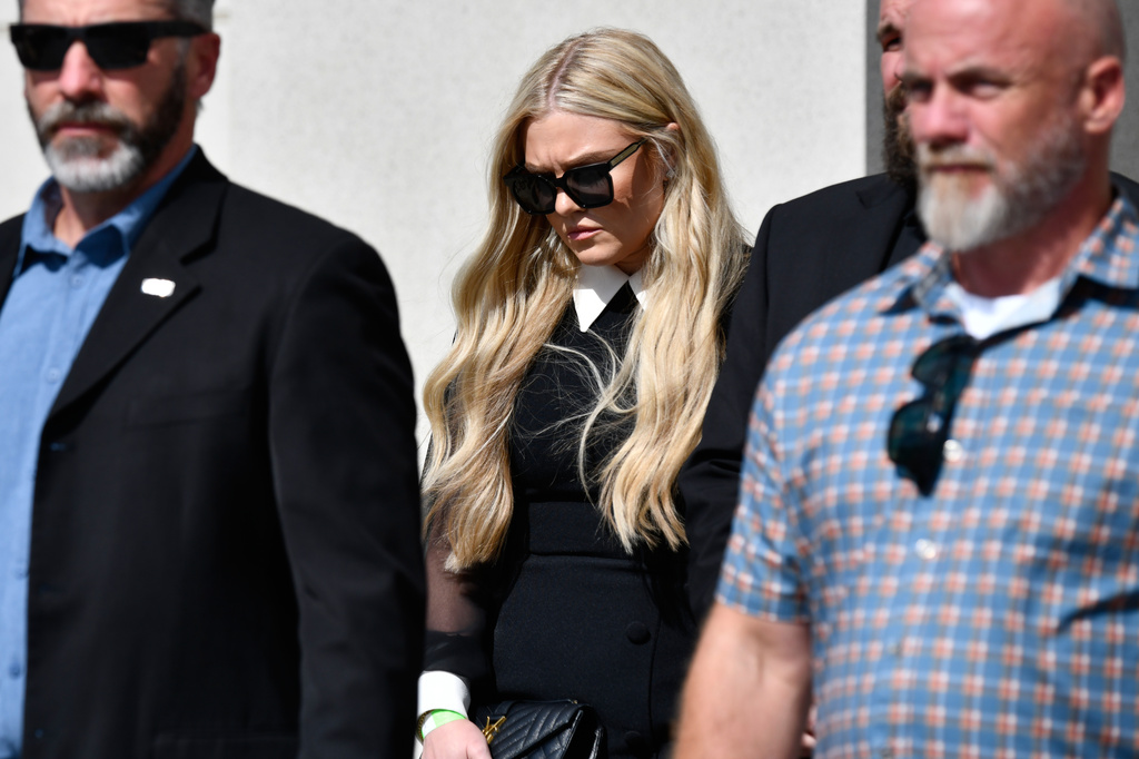 Erika Kirk leaves the Fourth District Courthouse, Monday, July 6, 2026, in Provo, Utah, after a hearing for Tyler Robinson, accused in the fatal shooting of Charlie Kirk. (AP Photo/Marielle Scott)