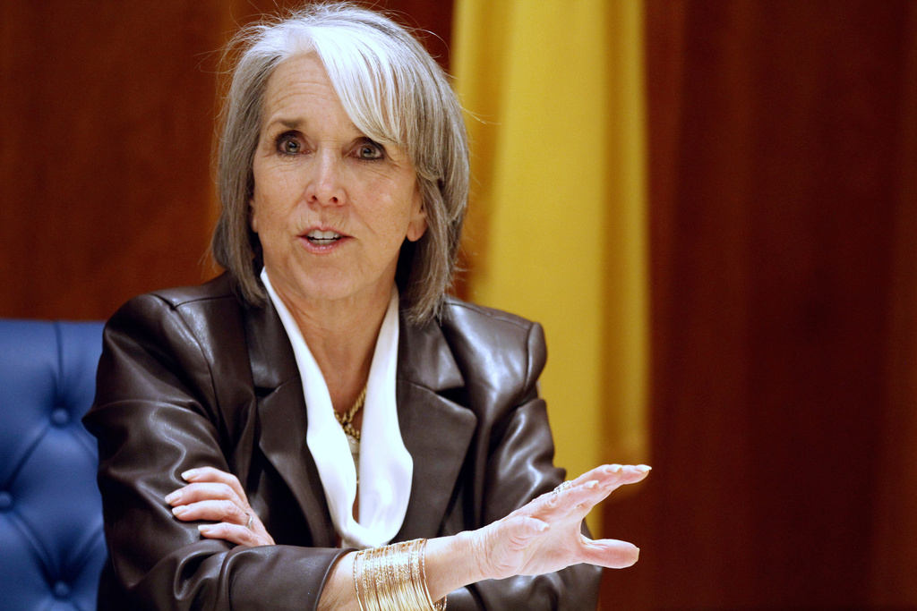 FILE - Democratic New Mexico Gov. Michelle Lujan Grisham speaks at a news conference, March 22, 2025, in Santa Fe, N.M. (AP Photo/Morgan Lee, File)