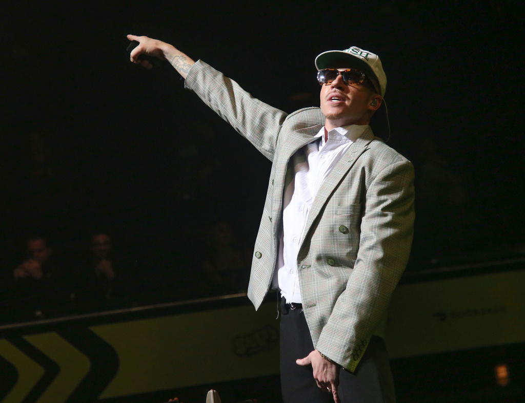 FILE - Macklemore performs at Austin City Limits Live during the South by Southwest Music Festival in Austin, Texas on March 17, 2023. (Photo by Jack Plunkett/Invision/AP, File)
