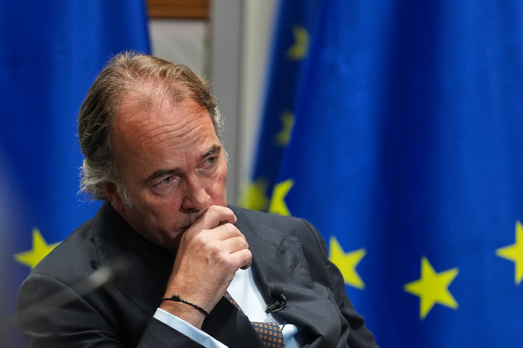 European Union Counter-Terrorism Coordinator Bartjan Wegter pauses before answering questions during an interview with The Associated Press in Brussels, Thursday, Sept. 3, 2026. (AP Photo/Virginia Mayo)