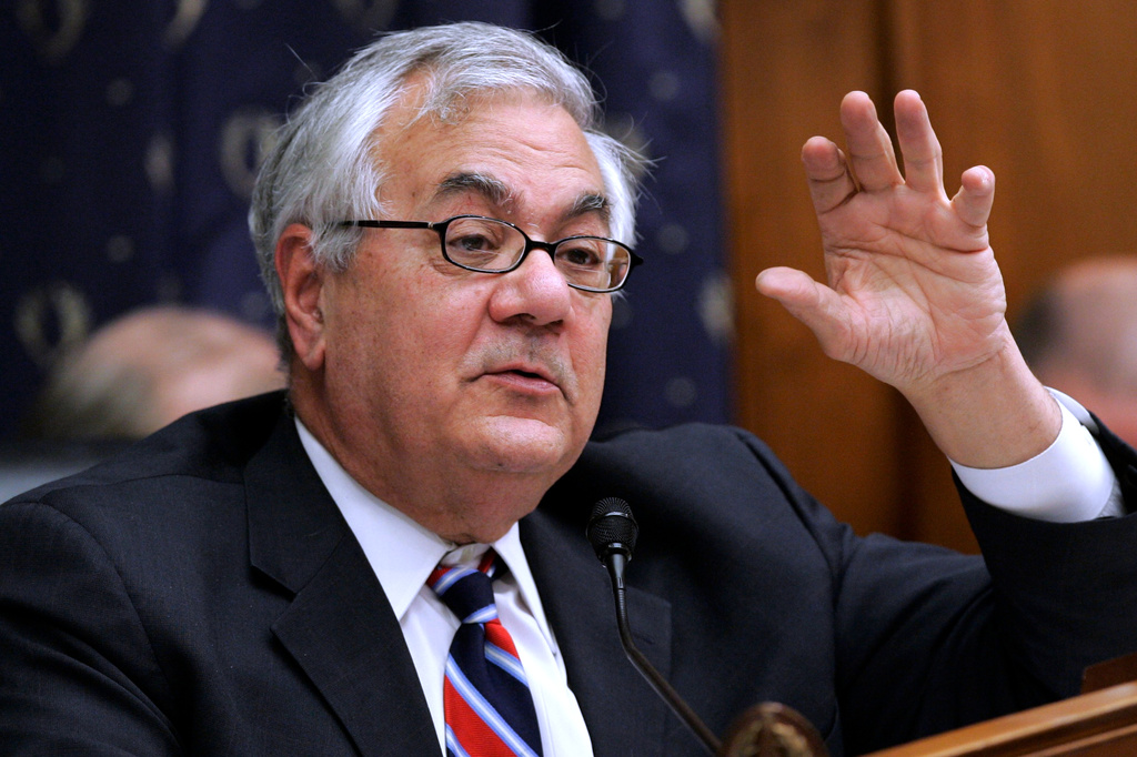 FILE - House Financial Services Committee Chairman Rep. Barney Frank, D-Mass. speaks during a markup of legislation on Capitol Hill in Washington, Oct. 20, 2009. (AP Photo/Susan Walsh, File)