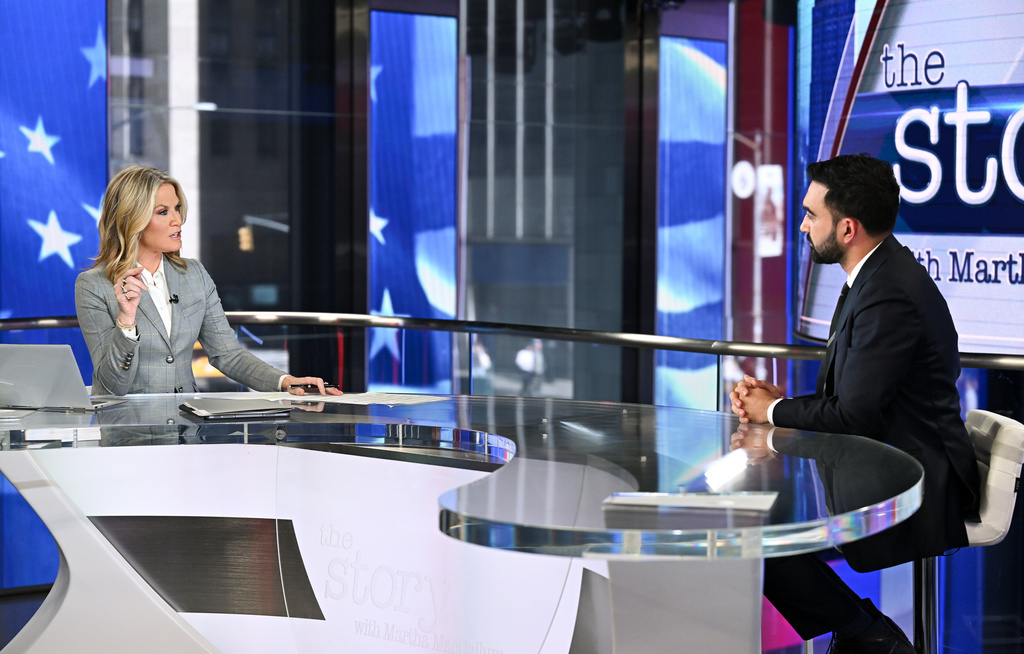 New York City Democratic mayoral candidate Zohran Mamdani, right, speaks with Martha MacCallum, during an interview on "The Story with Martha MacCallum" at Fox News on Wednesday, Oct. 15, 2025, in New York. (Photo by Evan Agostini/Invision/AP)