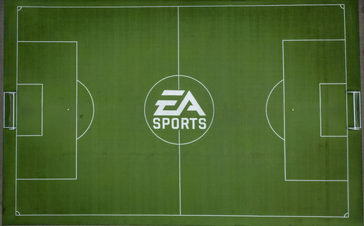 The EA Sports logo is seen on a soccer pitch at the Electronic Arts office and studio complex, in Burnaby, British Columbia, Monday, Sept. 29, 2025, as the maker of video games like “Madden NFL," “Battlefield,” and “The Sims,” is being acquired for $55 billion in what could become the largest private equity-funded buyout in history. (Darryl Dyck/The Canadian Press via AP) The EA Sports logo is seen on a soccer pitch at the Electronic Arts office and studio complex, in Burnaby, British Columbia, Monday, Sept. 29, 2025, as the maker of video games like “Madden NFL," “Battlefield,” and “The Sims,” is being acquired for $55 billion in what could become the largest private equity-funded buyout in history. (Darryl Dyck/The Canadian Press via AP)